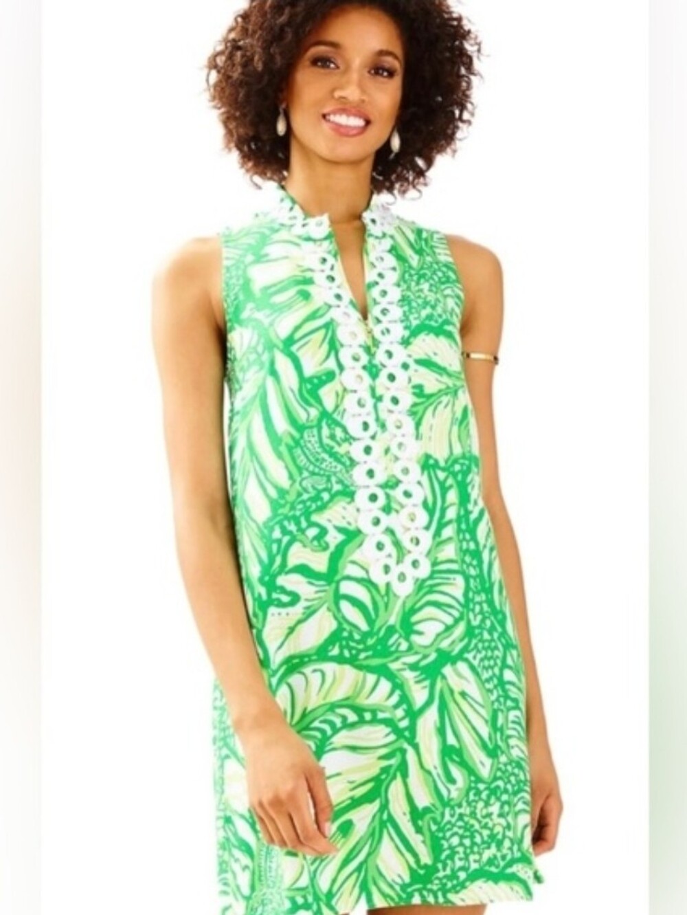 Lilly Pulitzer Jane Shift Dress Partial Zip Toucan Green Coco Loca Print Size 8